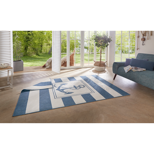 In-/Outdoor Wendeteppich Gandara - Polypropylen - Blau - 120 x 170 cm