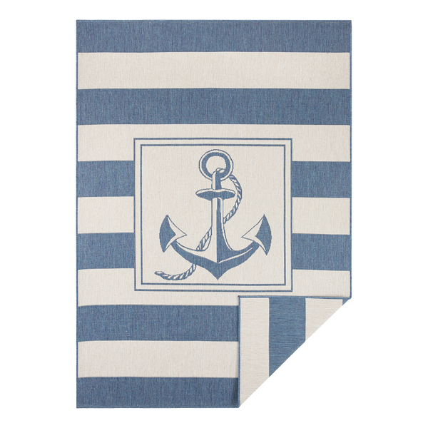 In-/Outdoor Wendeteppich Gandara - Polypropylen - Creme / Blau