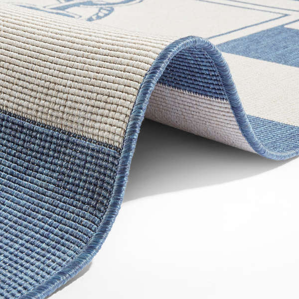 In-/Outdoor Wendeteppich Gandara - Polypropylen - Creme / Blau