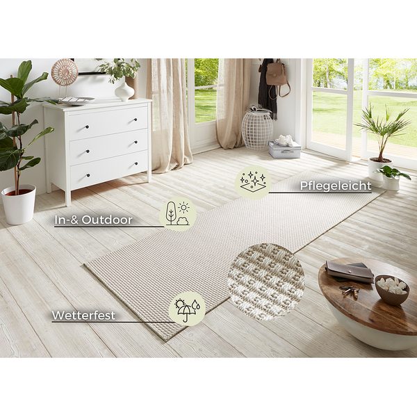 In-/ Outdoorläufer Nature 600 - Polypropylen - Weiß - 80 x 500 cm