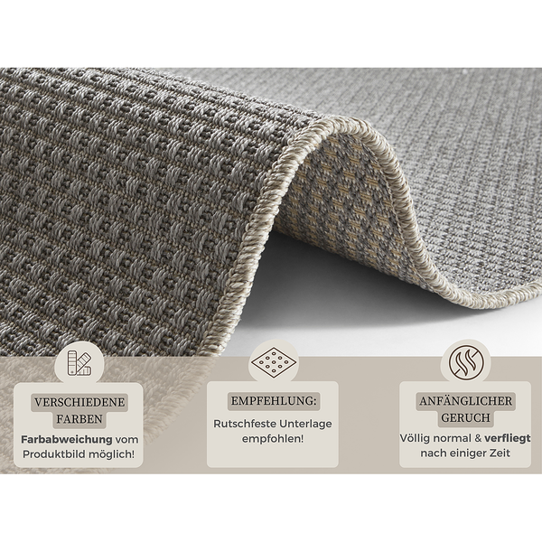 In-/ Outdoorläufer Nature 600 - Polypropylen - Silber - 80 x 450 cm