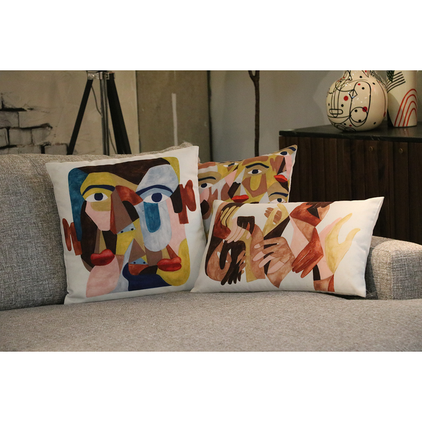 Dekokissen Artistic Face - Polyester - Mehrfarbig