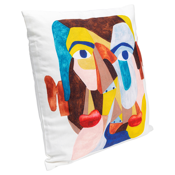 Dekokissen Artistic Face - Polyester - Mehrfarbig