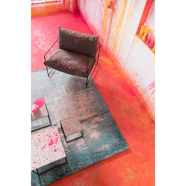Kurzflorteppich Abstract - Baumwolle  / Polyester - Hellblau - 240 x 170 cm