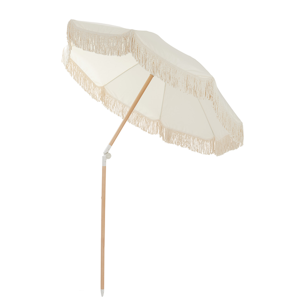 Strandschirm BOHO LOUNGE - Buche teilmassiv / Polyester - Creme - Beige