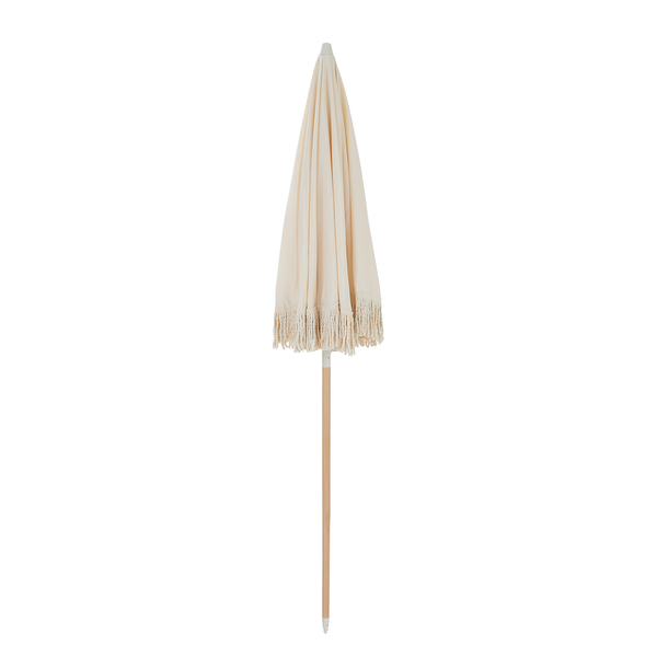 Strandschirm BOHO LOUNGE - Buche teilmassiv / Polyester - Creme - Beige