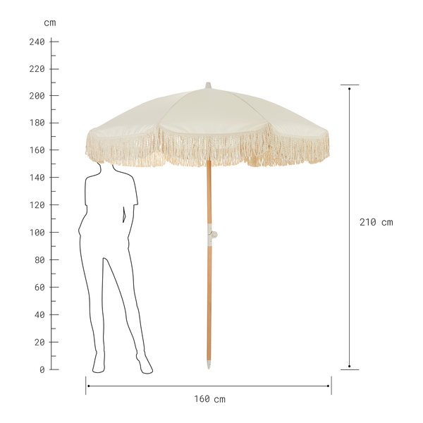 Strandschirm BOHO LOUNGE - Buche teilmassiv / Polyester - Creme - Beige