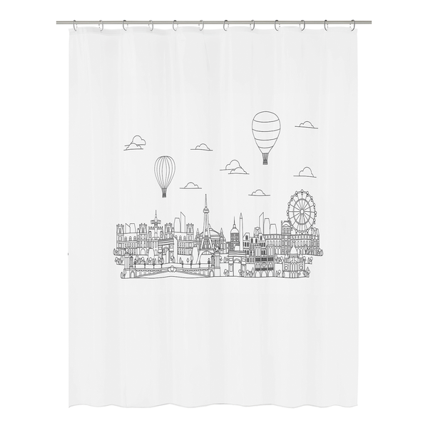 Duschvorhang Wonderland - PEVA - Schwarz / Weiß