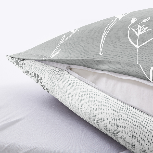 Bettwäsche Savannah - Mako-Satin - Grau - 135 x 200 cm + Kissen 80 x 80 cm