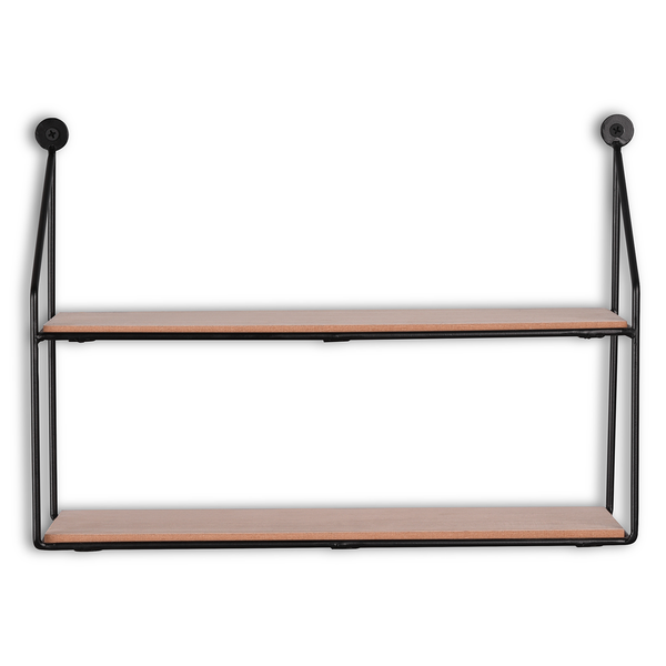 Wandregal Cuddalore - Metall - Schwarz / Eiche Dekor