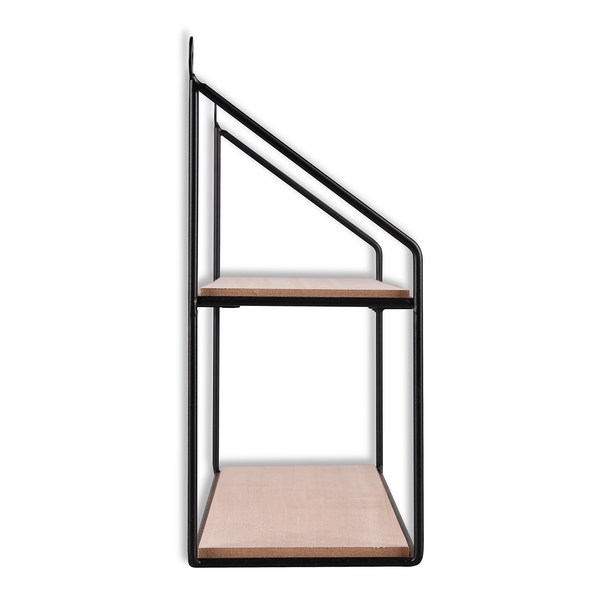 Wandregal Cuddalore - Metall - Schwarz / Eiche Dekor