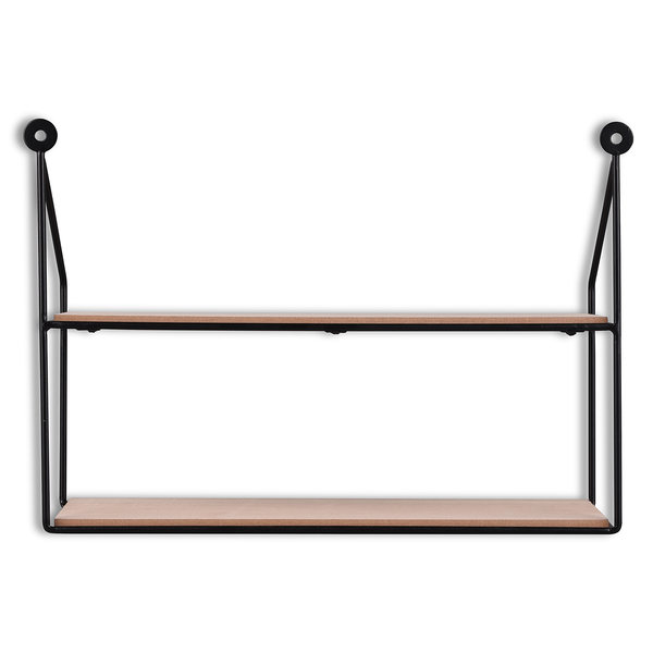 Wandregal Cuddalore - Metall - Schwarz / Eiche Dekor