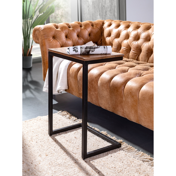 Beistelltisch Ugo II - Mango massiv / Metall - Mango / Schwarz