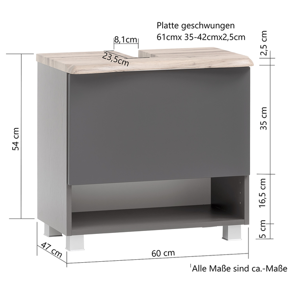 Waschbeckenunterschrank Stubach - Graphit