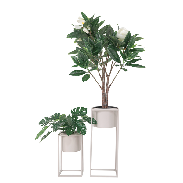 Blumentopf Rito - Stahl - Weiß