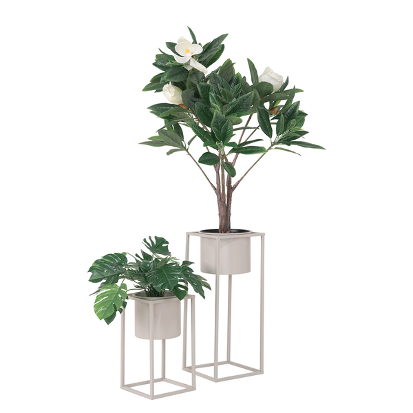 Blumentopf Rito - Stahl - Weiß