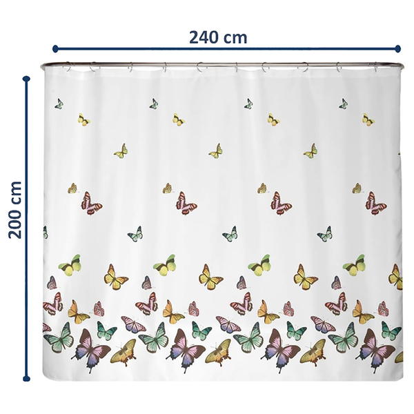 Anti-Schimmel Duschvorhang Schmetterling - Polyester - Mehrfarbig - 240 x 200 cm