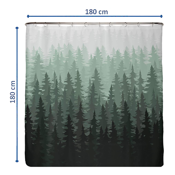 Anti-Schimmel Duschvorhang Tannenwald - Polyester - Grün - 180 x 180 cm