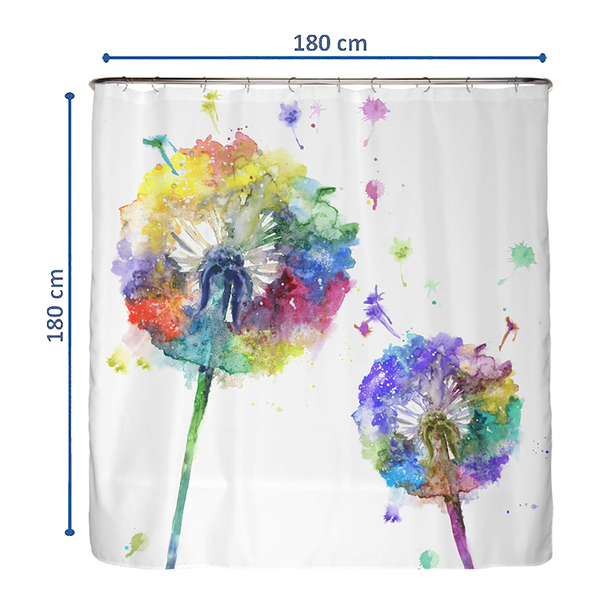 Anti-Schimmel Duschvorhang Pusteblume - Polyester - Mehrfarbig - 180 x 180 cm
