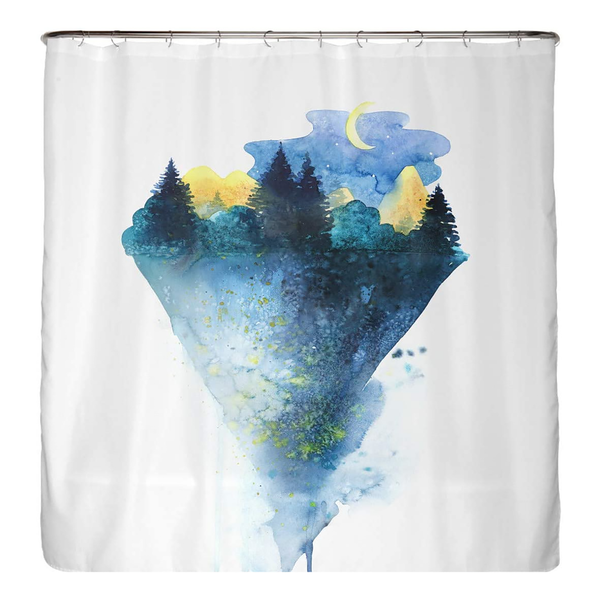 Recycling-Duschvorhang Natur bei Nacht - Polyester - Blau