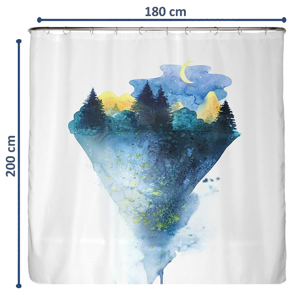 Recycling-Duschvorhang Natur bei Nacht - Polyester - Blau
