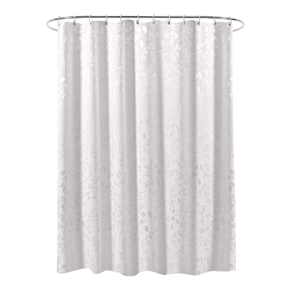 Anti-Schimmel Duschvorhang Ornamente - Polyester - Weiß / Silber - 180 x 200 cm