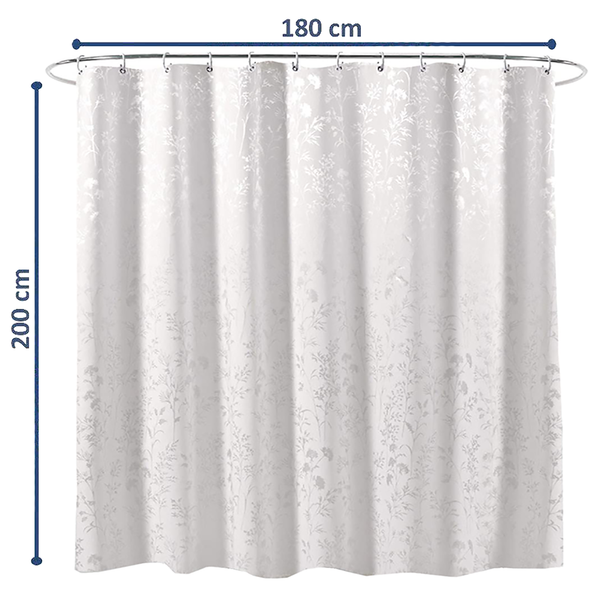 Anti-Schimmel Duschvorhang Ornamente - Polyester - Weiß / Silber - 180 x 200 cm