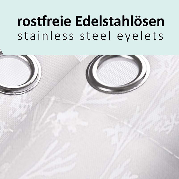 Anti-Schimmel Duschvorhang Ornamente - Polyester - Weiß / Silber - 180 x 200 cm
