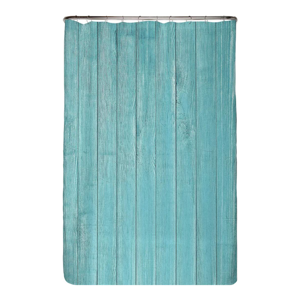 Anti-Schimmel Duschvorhang Holz - Polyester - Türkis - 120 x 200 cm