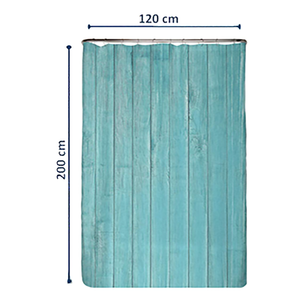 Anti-Schimmel Duschvorhang Holz - Polyester - Türkis - 120 x 200 cm