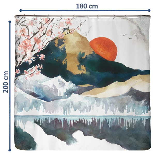 Recycling-Duschvorhang Japan - Polyester - Mehrfarbig - 180 x 200 cm
