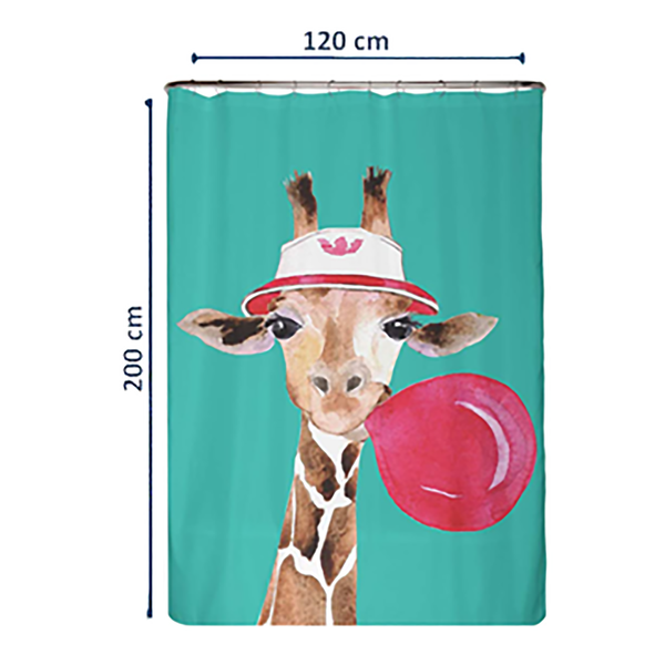 Recycling-Duschvorhang Giraffe - Polyester - Mehrfarbig - 120 x 200 cm