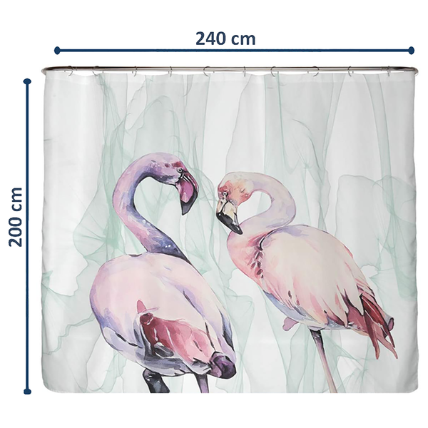 Recycling-Duschvorhang Loving Flamingos - Polyester - Mehrfarbig