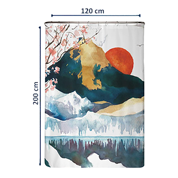 Recycling-Duschvorhang Japan - Polyester - Mehrfarbig - 120 x 200 cm