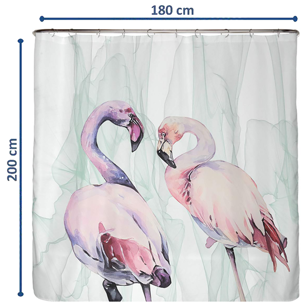Duschvorhang Loving Flamingos - Polyester - Mehrfarbig - 180 x 200 cm