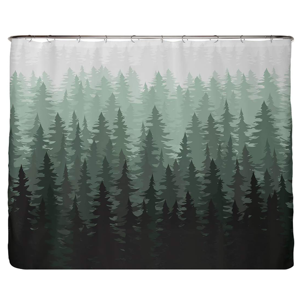 Recycling-Duschvorhang Tannenwald - Polyester - Grün - 240 x 200 cm
