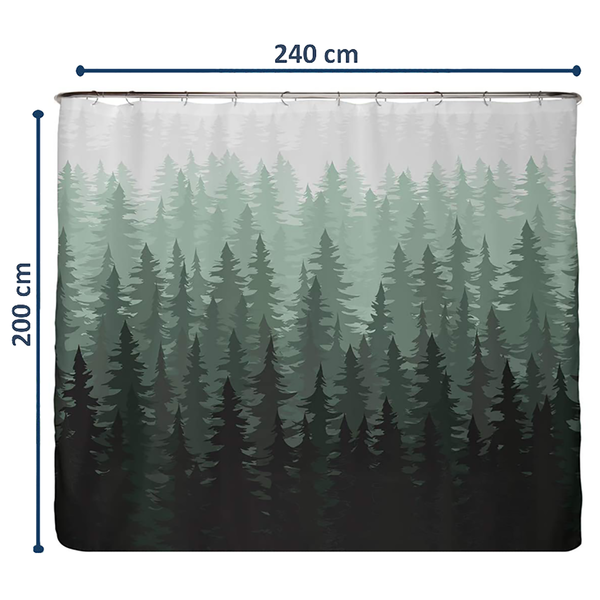 Recycling-Duschvorhang Tannenwald - Polyester - Grün - 240 x 200 cm