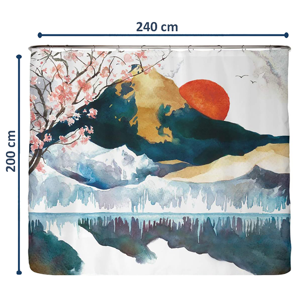 Recycling-Duschvorhang Japan - Polyester - Mehrfarbig - 240 x 200 cm
