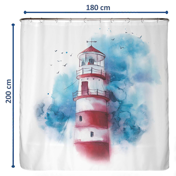 Anti-Schimmel Duschvorhang Leuchtturm - Polyester - Mehrfarbig