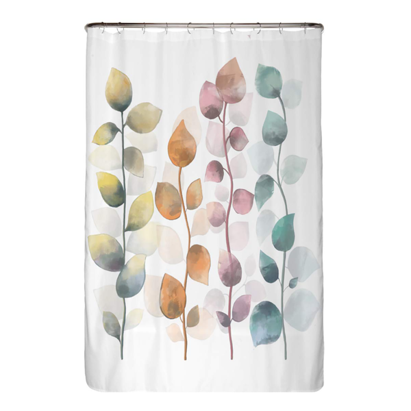 Recycling-Duschvorhang Bunte Blätter - Polyester - Mehrfarbig - 120 x 200 cm
