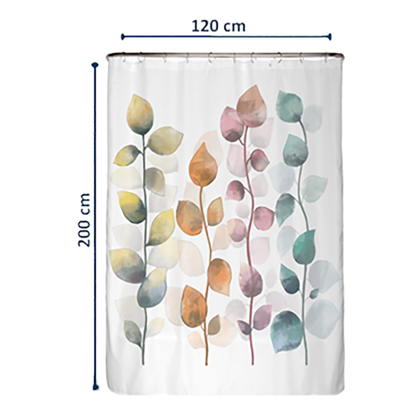 Recycling-Duschvorhang Bunte Blätter - Polyester - Mehrfarbig - 120 x 200 cm