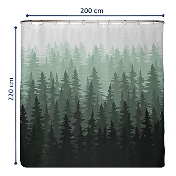 Recycling-Duschvorhang Tannenwald - Polyester - Grün - 200 x 220 cm