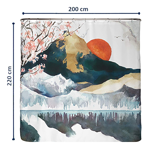 Recycling-Duschvorhang Japan - Polyester - Mehrfarbig - 200 x 220 cm