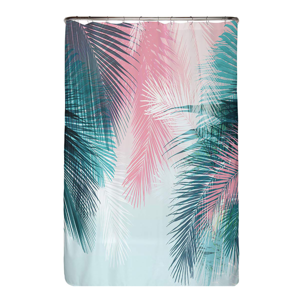 Anti-Schimmel Duschvorhang Palmenblätter - Polyester - Mehrfarbig - 120 x 180 cm