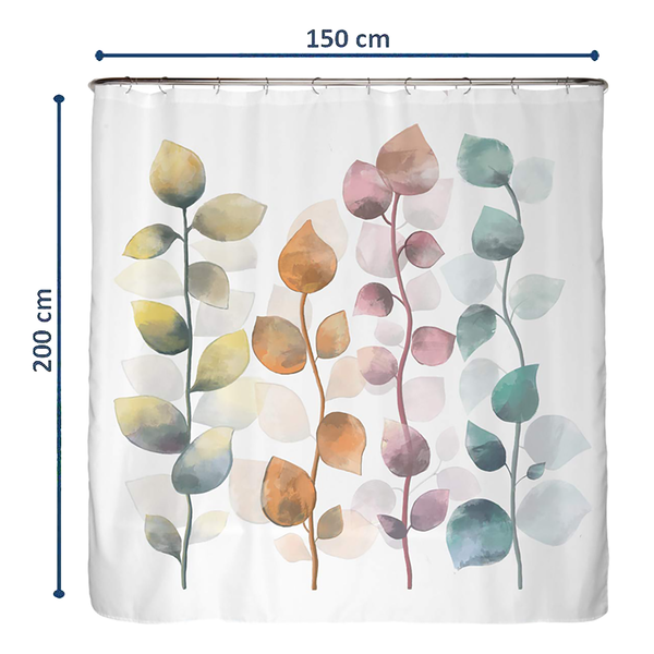 Anti-Schimmel Duschvorhang Bunte Blätter - Polyester - Mehrfarbig - 150 x 200 cm