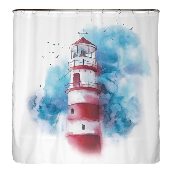Recycling-Duschvorhang Leuchtturm - Polyester - Mehrfarbig - 150 x 200 cm
