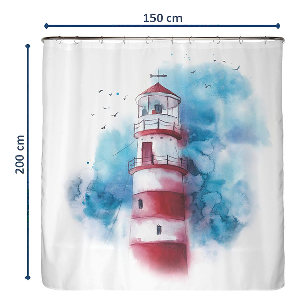 Recycling-Duschvorhang Leuchtturm - Polyester - Mehrfarbig - 150 x 200 cm