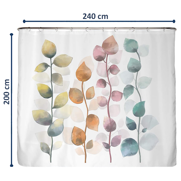 Recycling-Duschvorhang Bunte Blätter - Polyester - Mehrfarbig - 240 x 200 cm