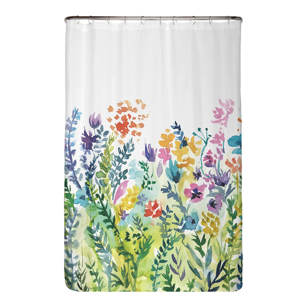 Recycling-Duschvorhang Bunte Blumen - Polyester - Mehrfarbig - 120 x 180 cm