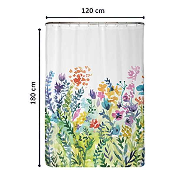 Recycling-Duschvorhang Bunte Blumen - Polyester - Mehrfarbig - 120 x 180 cm